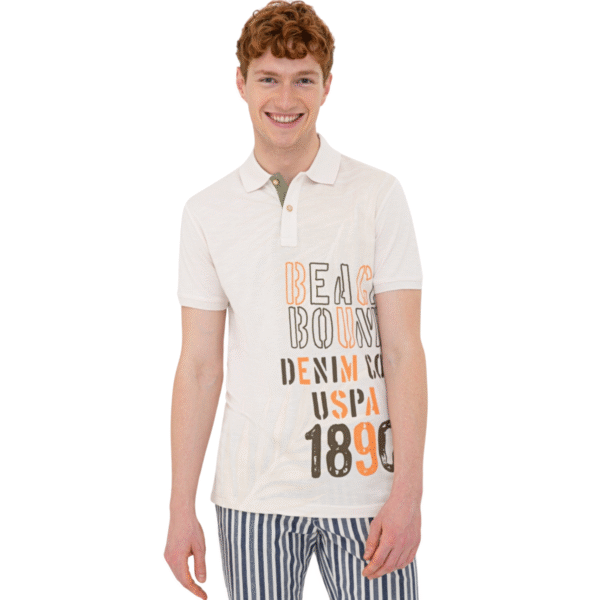 Men's Cream Polo Neck T-Shirt
