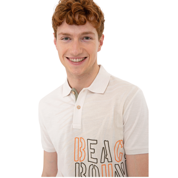 Men's Cream Polo Neck T-Shirt