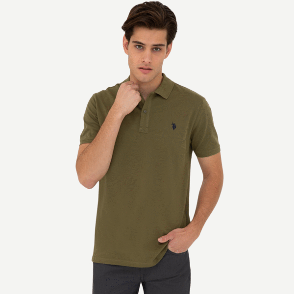 Men's Dark Green Polo Neck T-Shirt