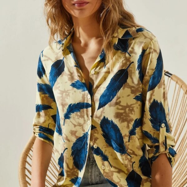 Bianco Luciadın Multi Patterned Folded Sleeve Shirt