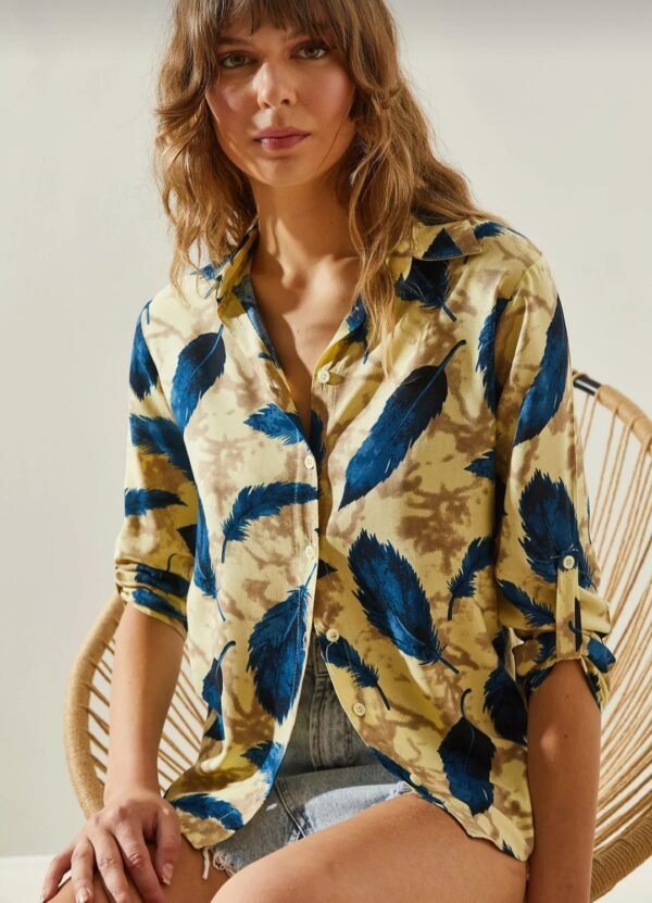Bianco Luciadın Multi Patterned Folded Sleeve Shirt