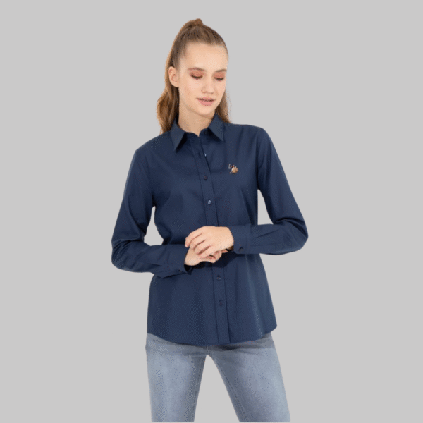 Women's Navy Blue Long Sleeve Basic Shirt