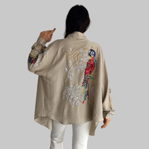 Neomod Sequin and Embroidery Kimono Shirt