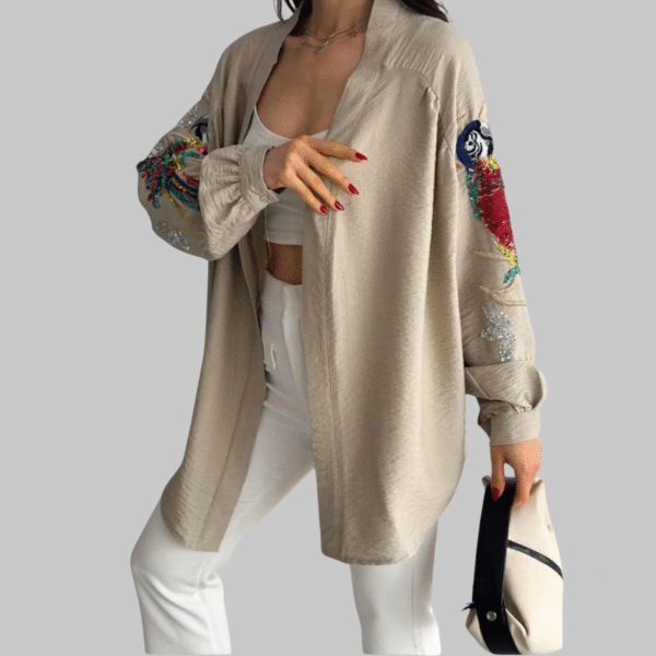 Neomod Sequin and Embroidery Kimono Shirt