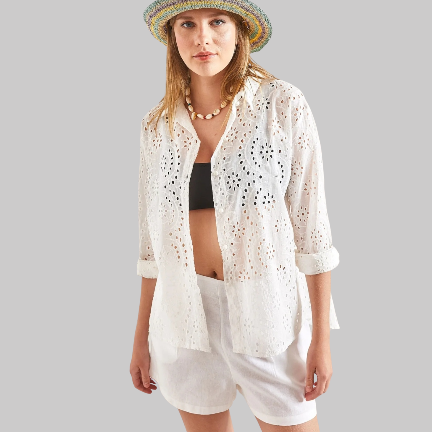 Bianco Lucci Women's Lace Shirt