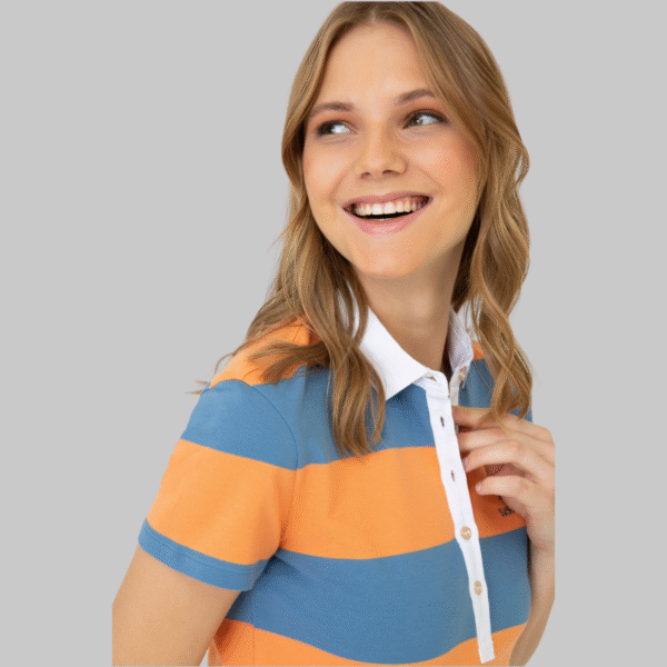Women's Orange Polo Neck T-Shirt