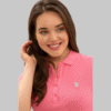 Women's Pink Basic Polo Neck T-Shirt