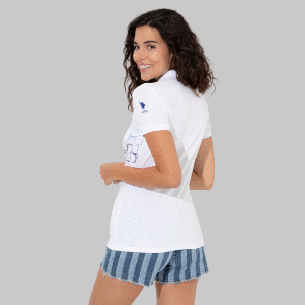 Women's Blue Polo Neck T-Shirt