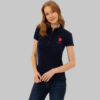 Women's Navy Blue Basic Polo Neck T-Shirt