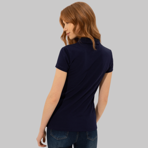 Women's Navy Blue Basic Polo Neck T-Shirt