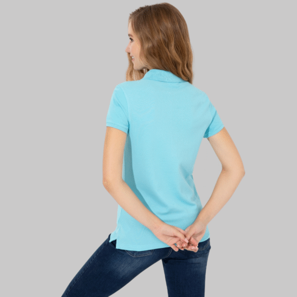 Women's Turquoise Basic Polo Neck T-Shirt