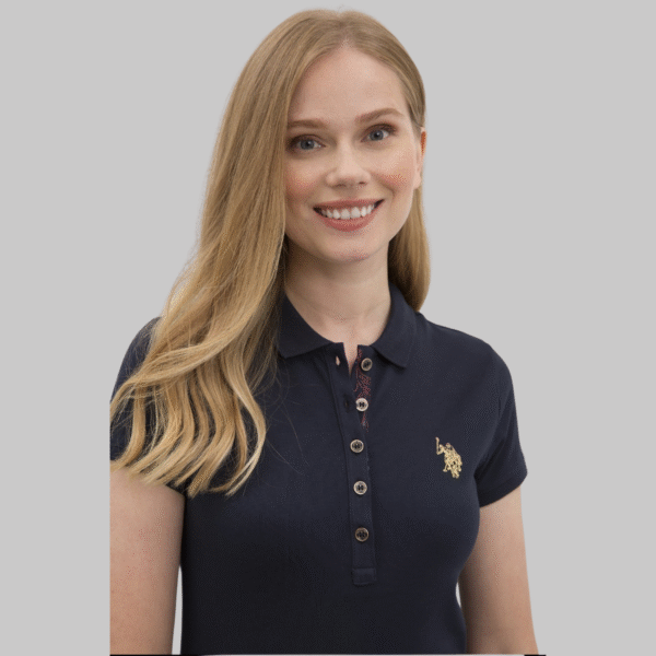 Women's Navy Blue Polo Neck T-Shirt Basic