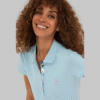 Women's Light Indigo Basic Polo Neck T-Shirt