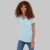 Women's Light Indigo Basic Polo Neck T-Shirt