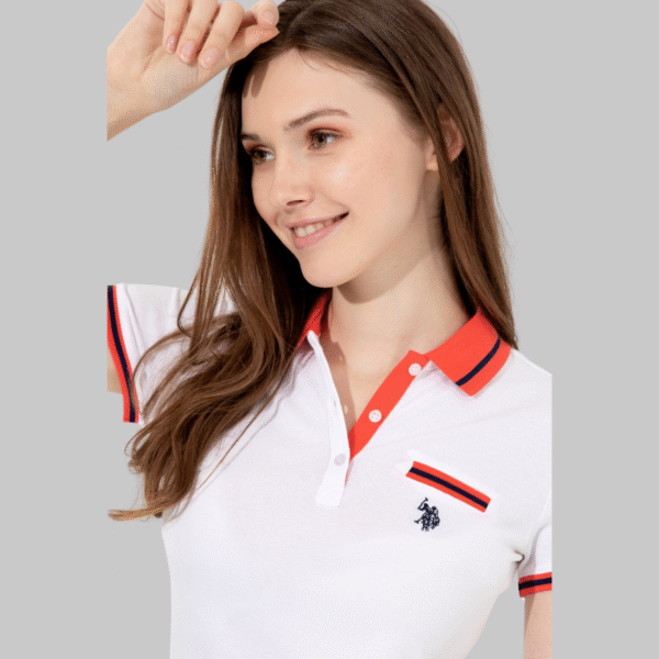 Women's White Polo Neck T-Shirt