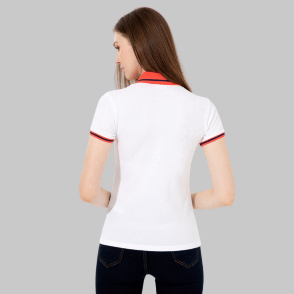 Women's White Polo Neck T-Shirt