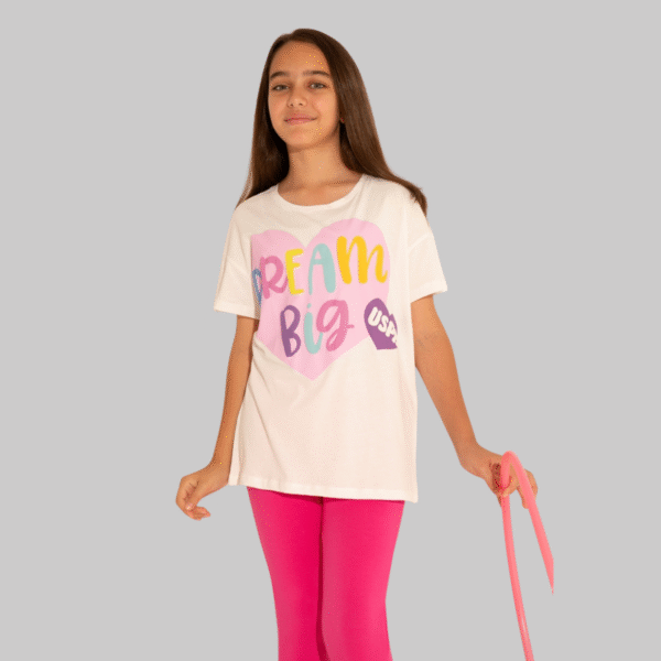 Girls Ecru Crew Neck T-Shirt
