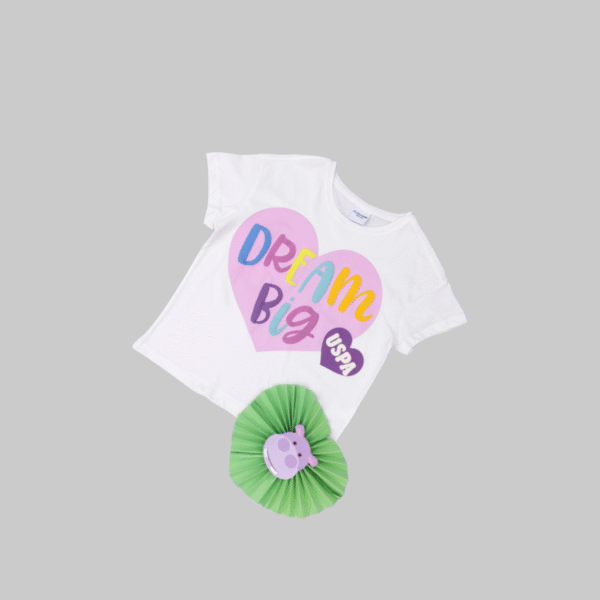 Girls Ecru Crew Neck T-Shirt