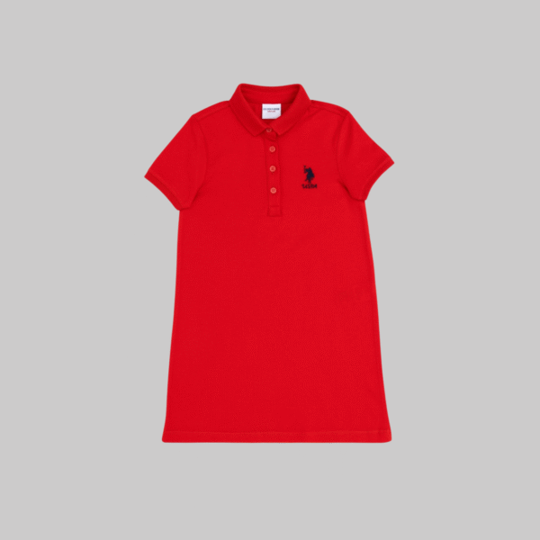 Girl Red Polo Neck Knitted Dress