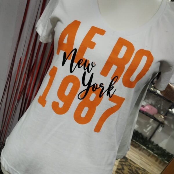 Aeropostale Crew Neck Printed white Women  T-shirt Nomi