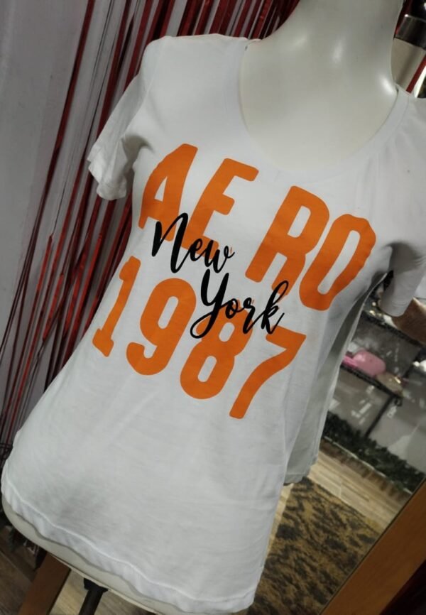 Aeropostale Crew Neck Printed white Women  T-shirt Nomi