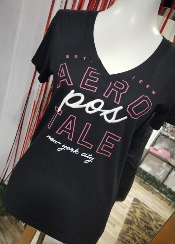 Aeropostale Crew Neck Printed Black Women  T-shirt Nomi