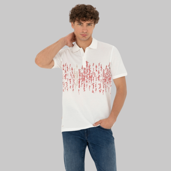 Ecru Slim Fit Polo Neck T-Shirt