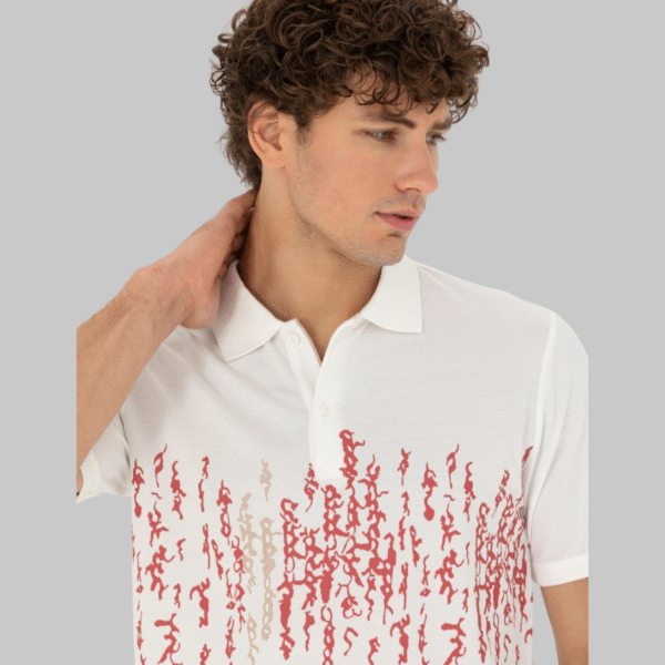 Ecru Slim Fit Polo Neck T-Shirt
