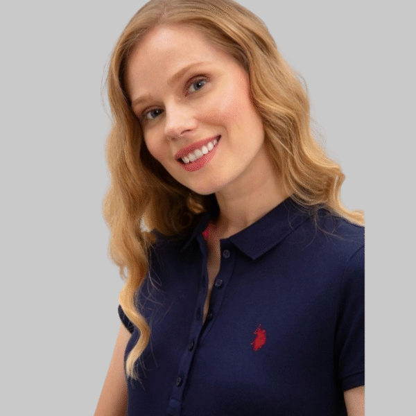 Women's Navy Blue Polo Neck T-Shirt Basic