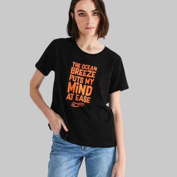 Aeropostale Crew Neck Printed Black Women  T-shirt Nomi