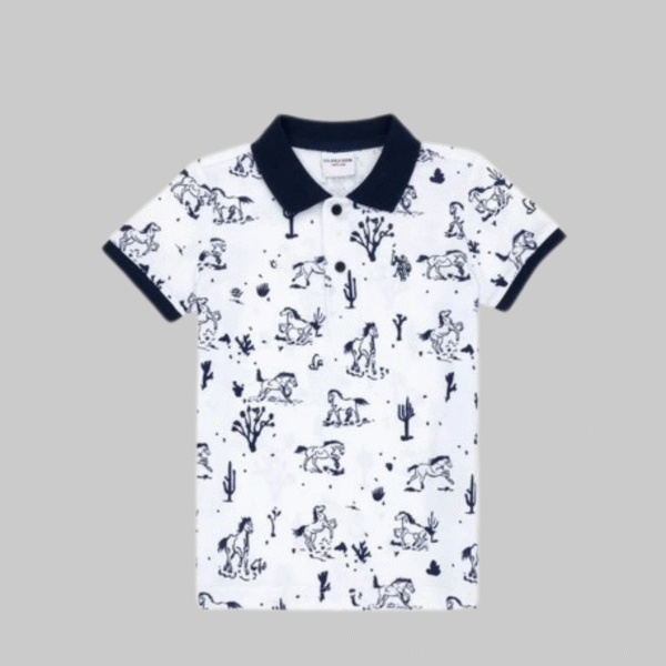 Boy's White Polo Neck T-Shirt