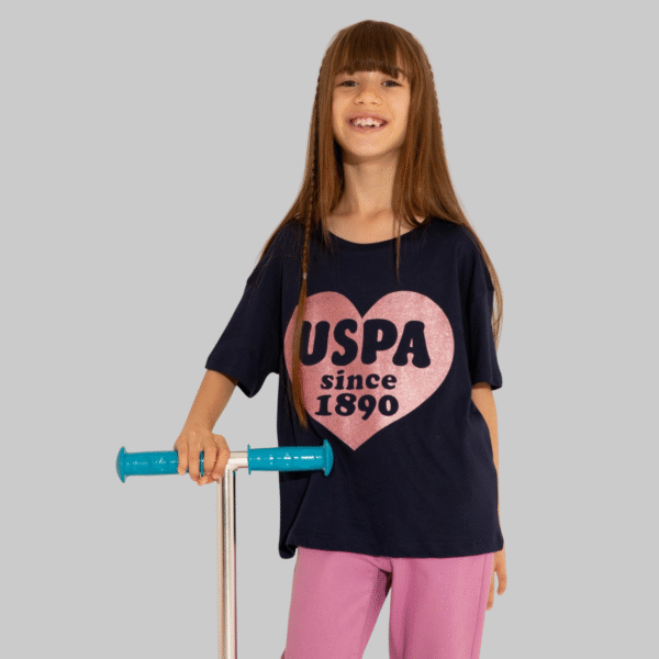 Girl Navy Blue Crew Neck T-Shirt