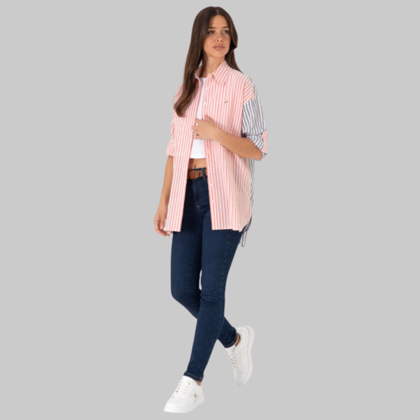 Women's Cherry Striped Long Sleeve Tunic Shirt
