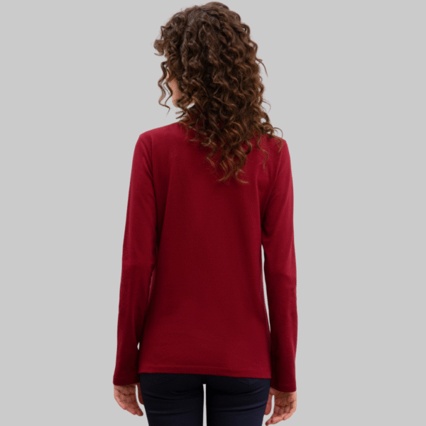 Women's Claret Red Basic Polo Neck Sweatshirt