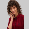 Women's Claret Red Basic Polo Neck Sweatshirt