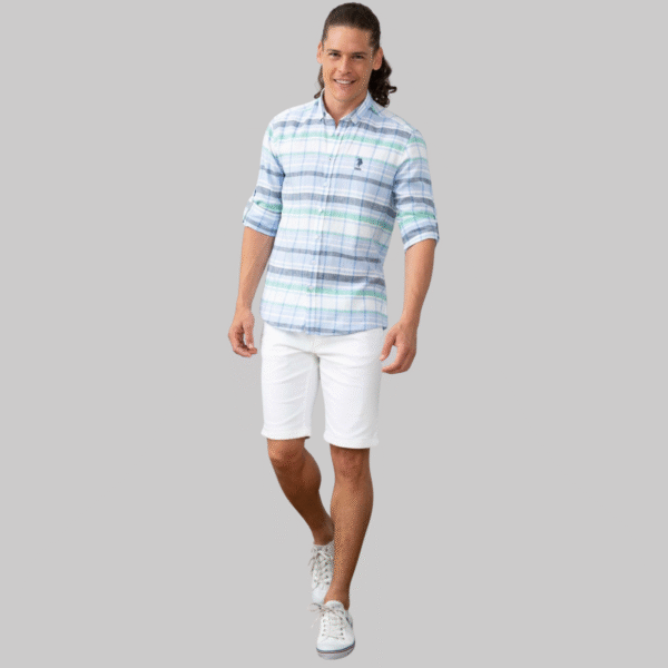 Men's Blue Plaid Shirt Long Sleeve