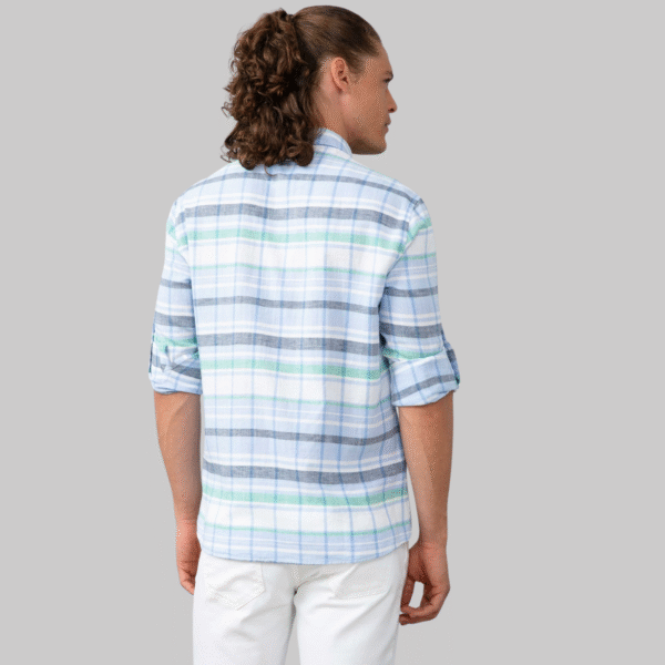 Men's Blue Plaid Shirt Long Sleeve