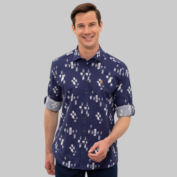 Men's Navy Blue Long Sleeve Shirt