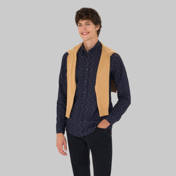Men's Navy Blue Long Sleeve Shirt