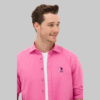 Men's Pink Linen Look Basic Shirt