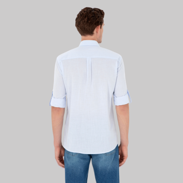 Men's Linen Look Light Blue Basic Shirt