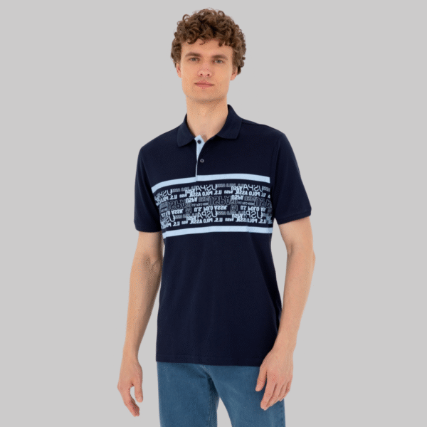 Men's Regular Fit Polo Collar Navy Blue T-Shirt