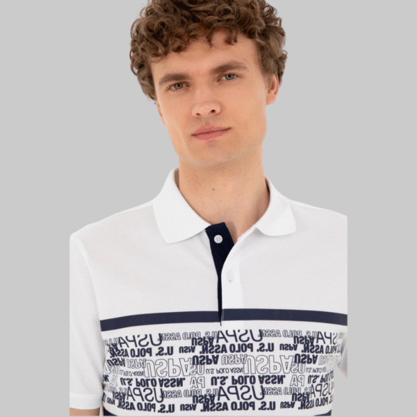 Men's Regular Fit Polo Neck White T-Shirt