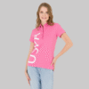 Women's Pink Polo Neck T-Shirt