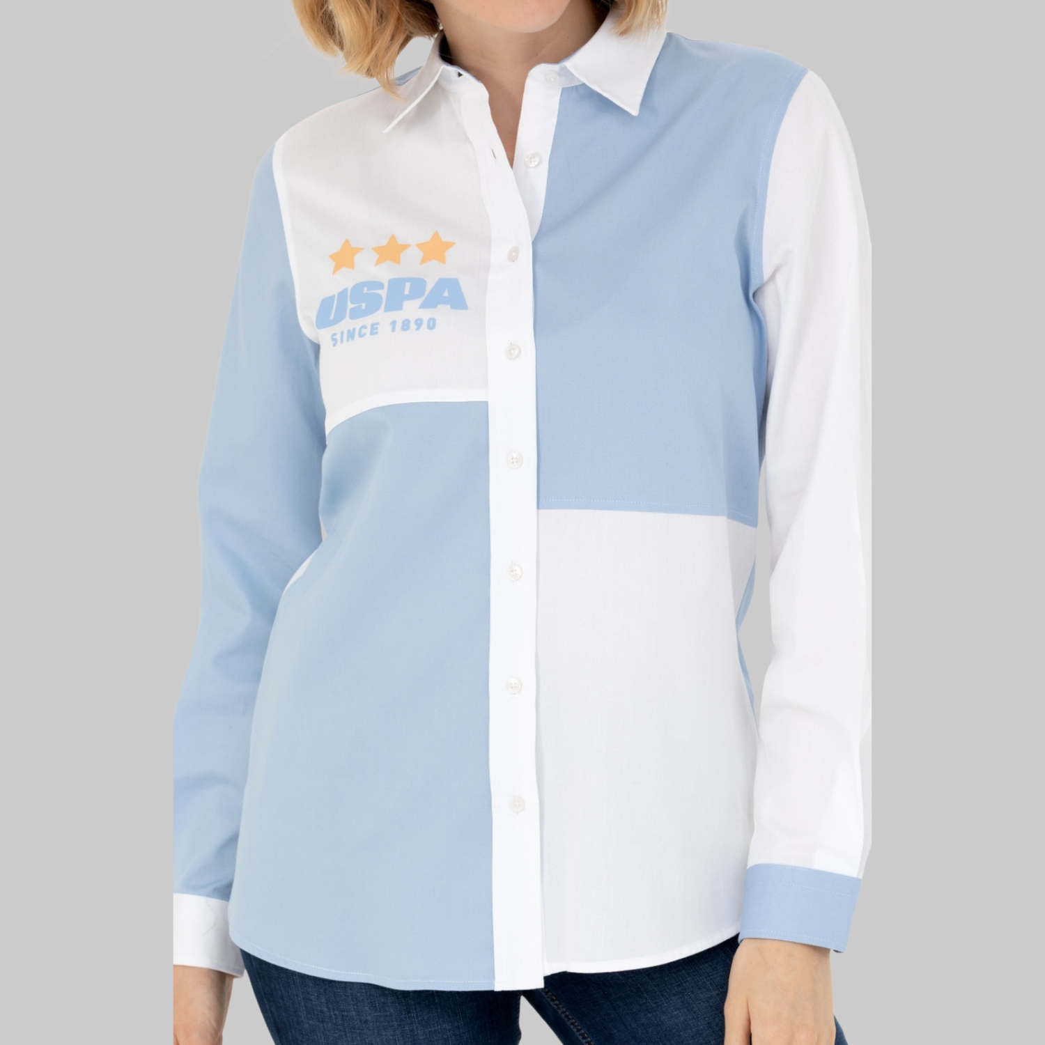Women's Blue Long Sleeve Shirt