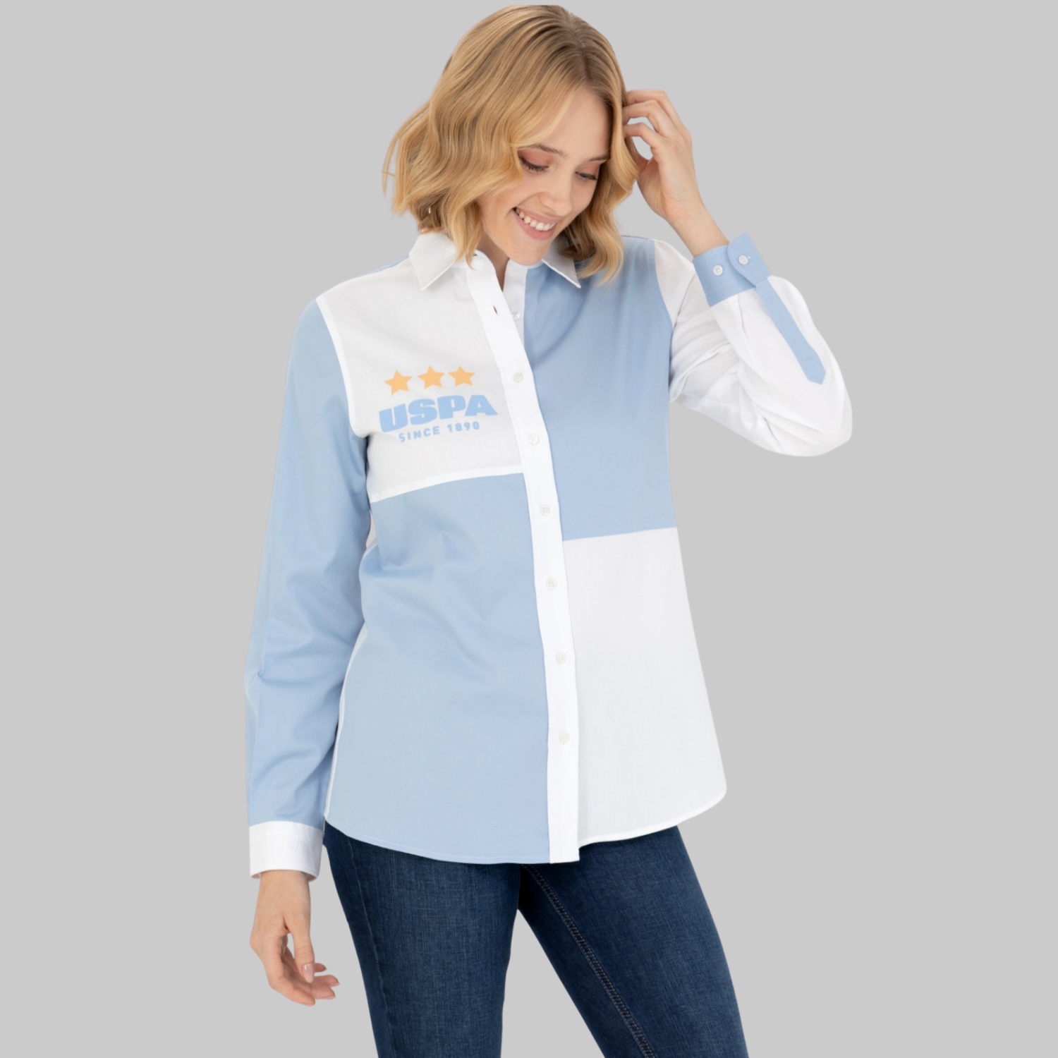 Women's Blue Long Sleeve Shirt