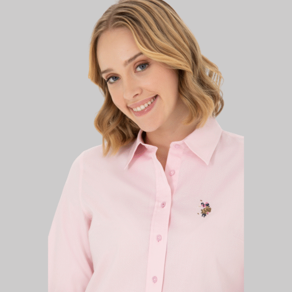 Women's Pink Long Sleeve Basic Shirt