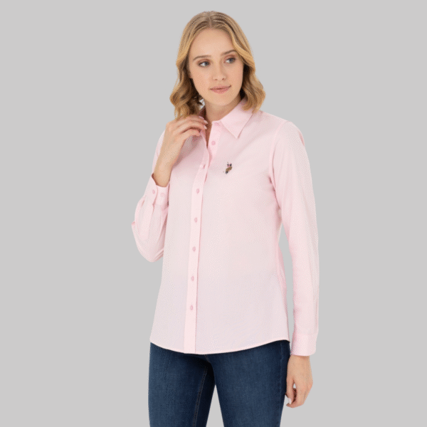 Women's Pink Long Sleeve Basic Shirt