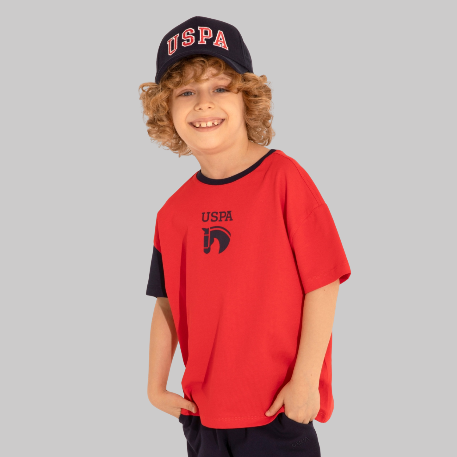 Boy's Red Oversize Crew Neck T-Shirt