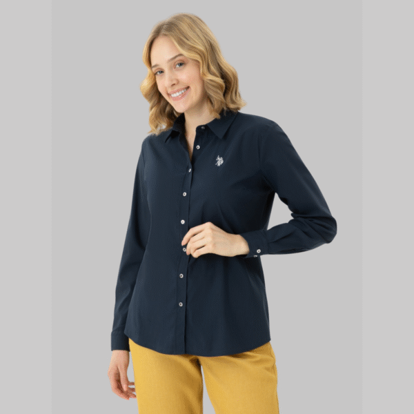 Women's Navy Blue Long Sleeve Basic Shirt